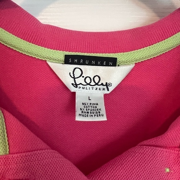 Lily Pulitzer Shrunken Short Sleeved Pink Polo Shirt - Picture 2 of 3